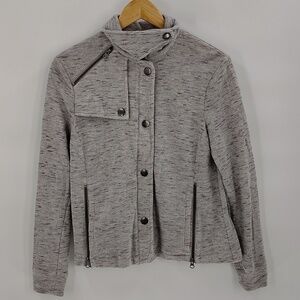 Cabi 6032 Rookie Jacket Size Small Gray With Flecks Zip and Snap